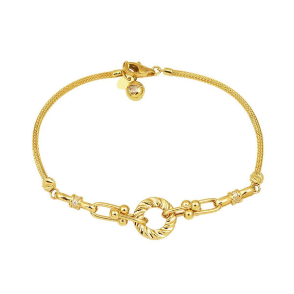 Burgu Halkalı Tiffany 14 Ayar Altın Bileklik