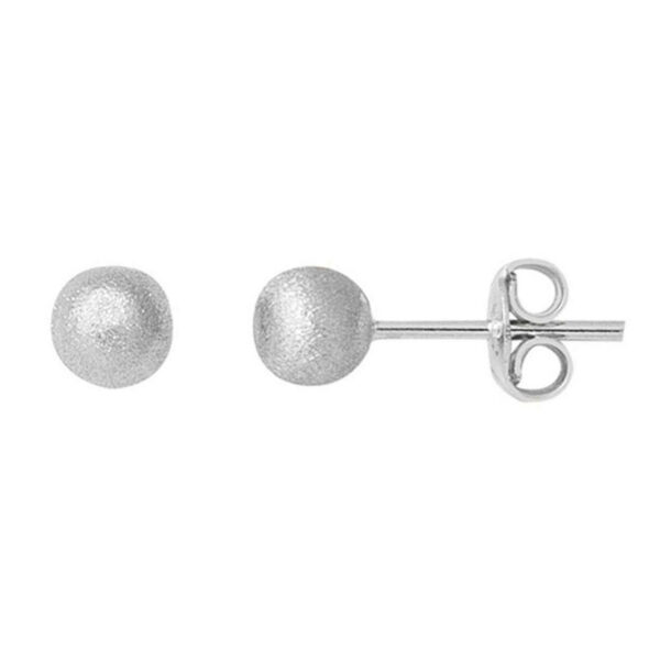 Beyaz Altın 14 Ayar Mat Top Küpe 5 mm.